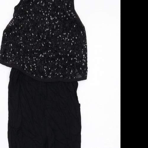 Blue Zoo Girls Black Viscose Jumpsuit One-Piece Size 6 Years Button