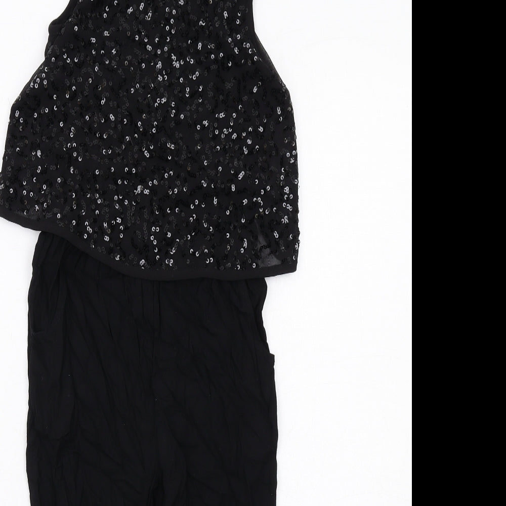 Blue Zoo Girls Black Viscose Jumpsuit One-Piece Size 6 Years Button