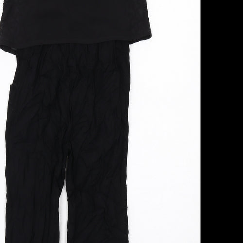 Blue Zoo Girls Black Viscose Jumpsuit One-Piece Size 6 Years Button