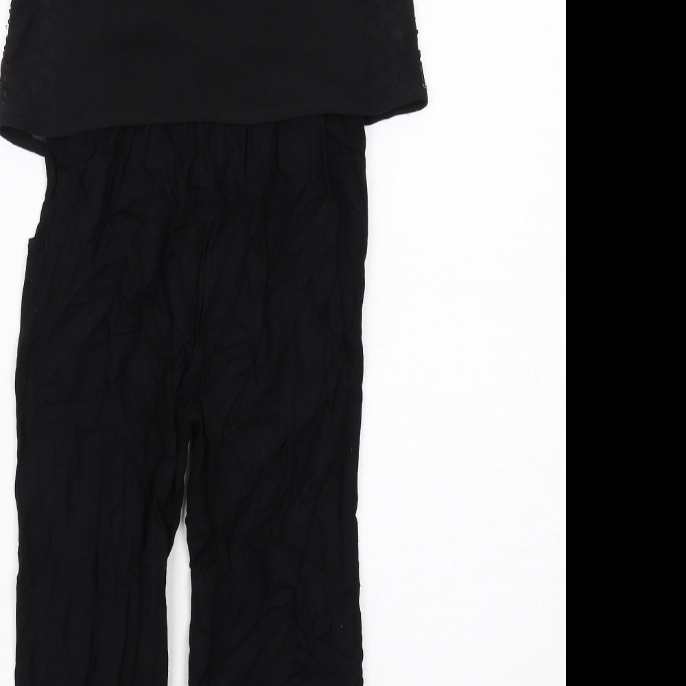Blue Zoo Girls Black Viscose Jumpsuit One-Piece Size 6 Years Button