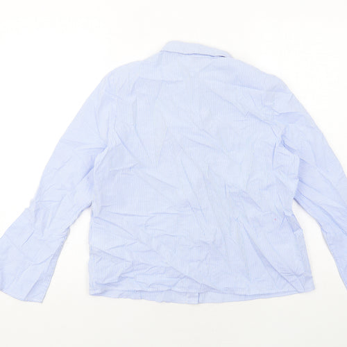 H&M Womens Blue Striped Cotton Basic Button-Up Size 10 Collared - Never Look Back