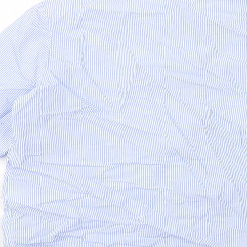 H&M Womens Blue Striped Cotton Basic Button-Up Size 10 Collared - Never Look Back