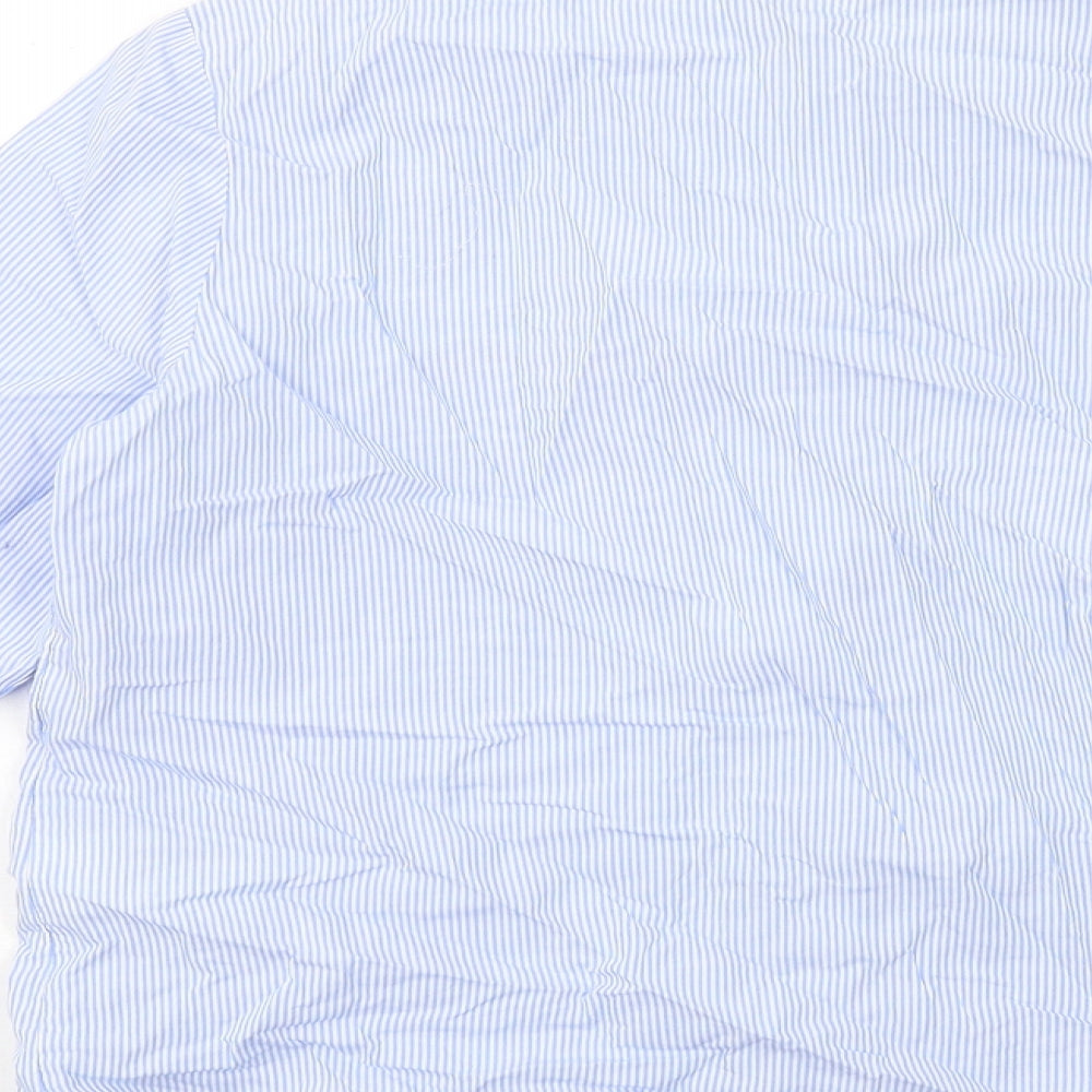 H&M Womens Blue Striped Cotton Basic Button-Up Size 10 Collared - Never Look Back