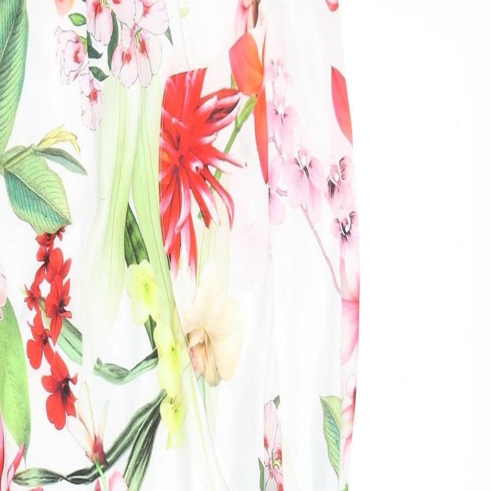 Lipsy Womens Multicoloured Floral Polyester Slip Dress Size 12 V-Neck Zip