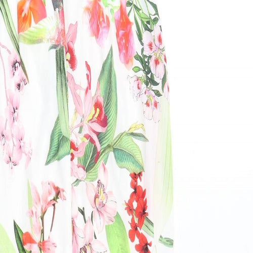 Lipsy Womens Multicoloured Floral Polyester Slip Dress Size 12 V-Neck Zip