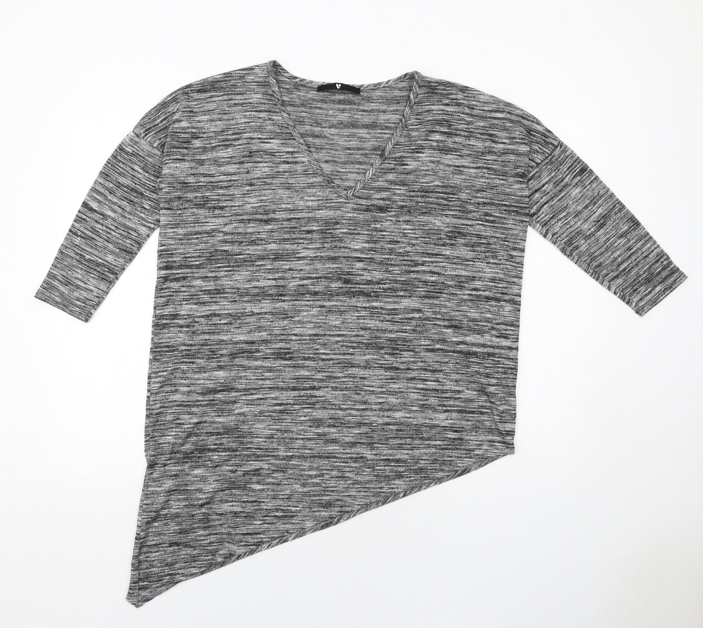 Very Womens Grey Polyester Basic T-Shirt Size 12 V-Neck