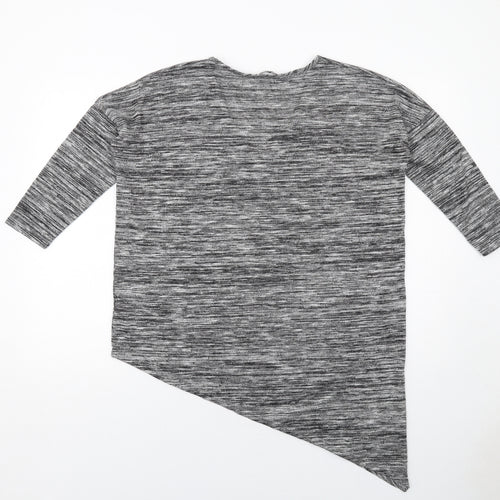 Very Womens Grey Polyester Basic T-Shirt Size 12 V-Neck