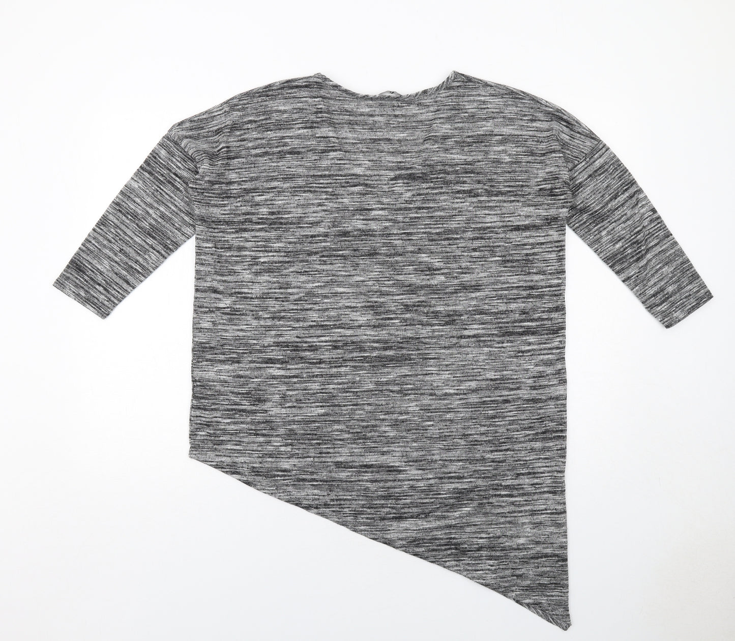Very Womens Grey Polyester Basic T-Shirt Size 12 V-Neck