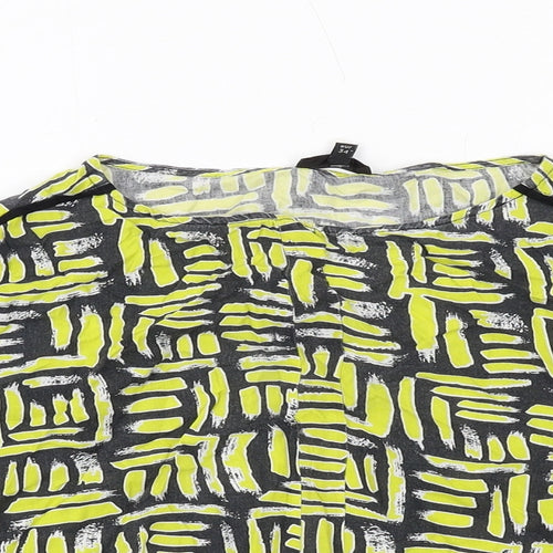 River Island Womens Yellow Geometric Viscose Basic Blouse Size 8 Round Neck