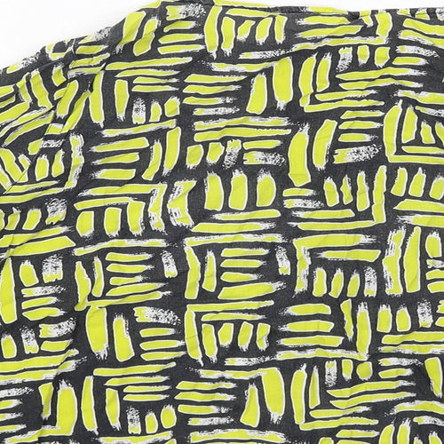 River Island Womens Yellow Geometric Viscose Basic Blouse Size 8 Round Neck