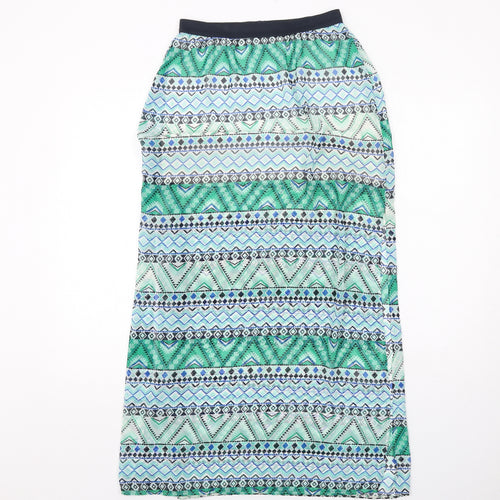 H&M Womens Multicoloured Geometric Polyester Maxi Skirt Size 8
