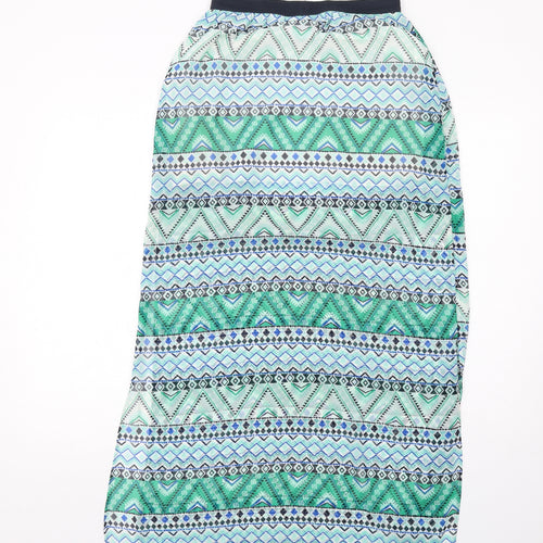 H&M Womens Multicoloured Geometric Polyester Maxi Skirt Size 8