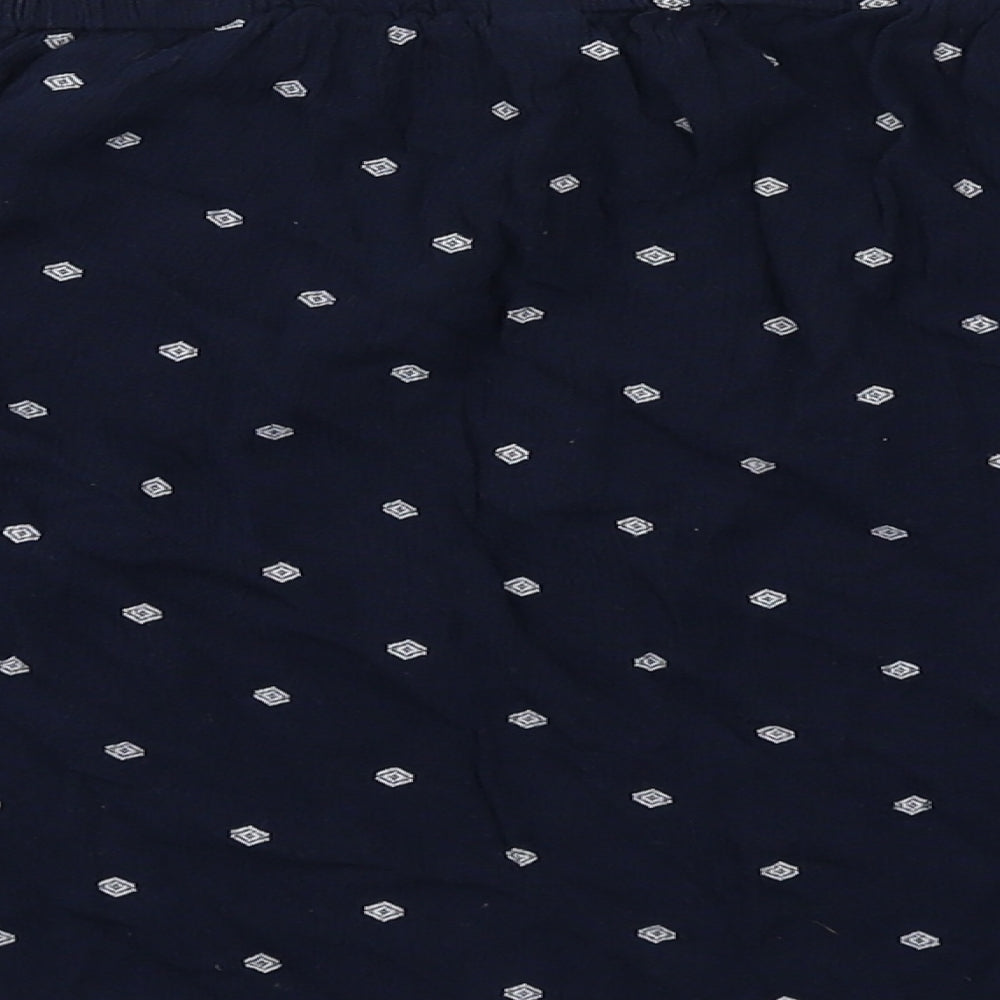 Superdry Womens Blue Geometric Viscose Basic Blouse Size S Off the Shoulder