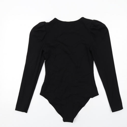H&M Womens Black Viscose Bodysuit One-Piece Size S Snap - Cut Out
