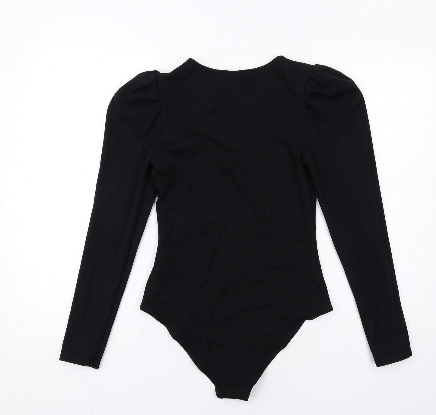 H&M Womens Black Viscose Bodysuit One-Piece Size S Snap - Cut Out