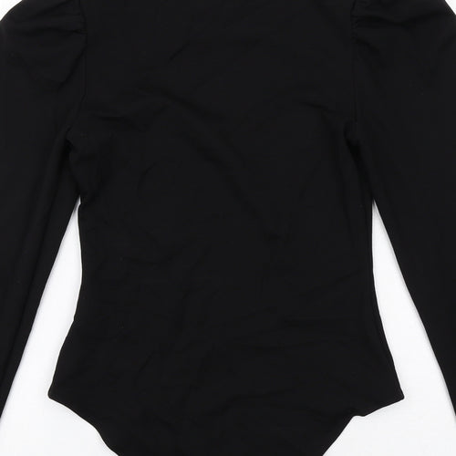 H&M Womens Black Viscose Bodysuit One-Piece Size S Snap - Cut Out