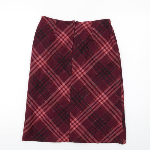Dorothy Perkins Womens Pink Plaid Polyester A-Line Skirt Size 8 Zip