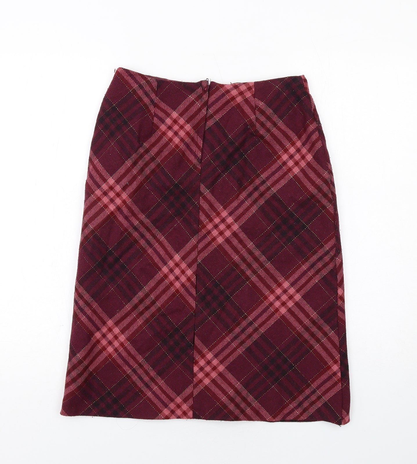 Dorothy Perkins Womens Pink Plaid Polyester A-Line Skirt Size 8 Zip
