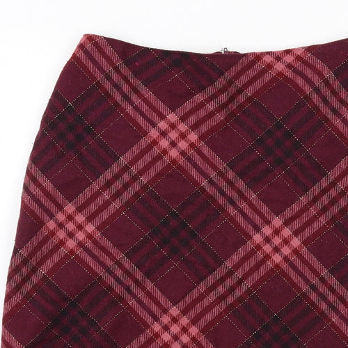 Dorothy Perkins Womens Pink Plaid Polyester A-Line Skirt Size 8 Zip