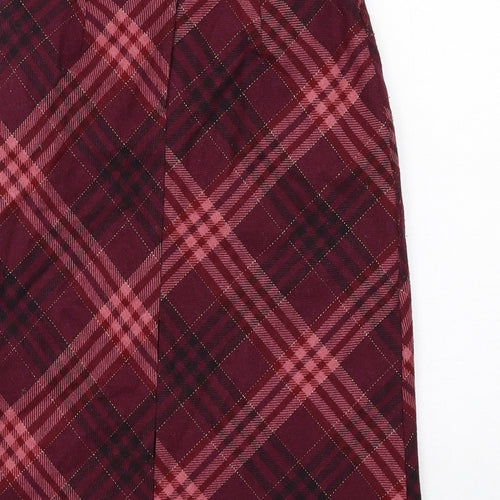 Dorothy Perkins Womens Pink Plaid Polyester A-Line Skirt Size 8 Zip