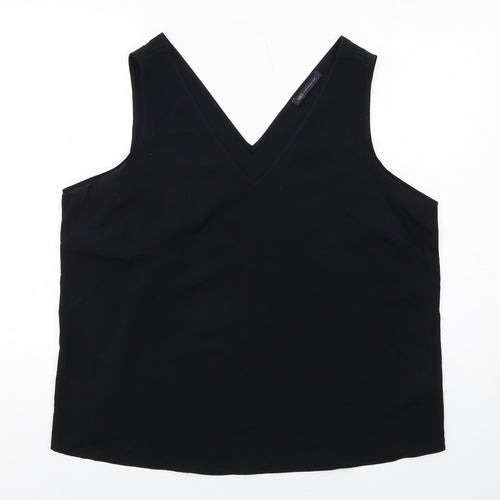 Marks and Spencer Womens Black Polyester Basic Tank Size 20 V-Neck