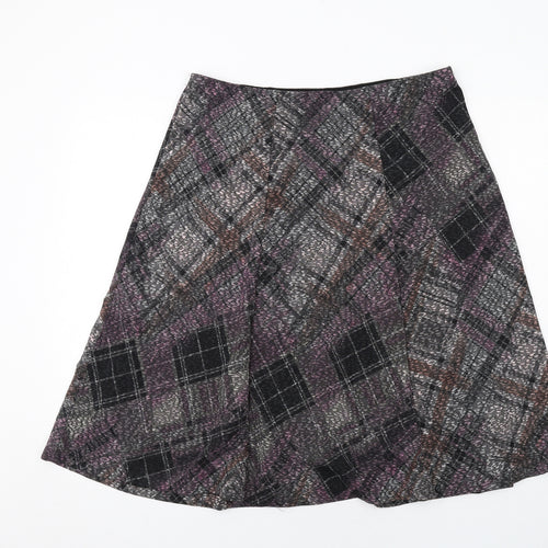 Anna Rose Womens Multicoloured Plaid Polyester Swing Skirt Size 16