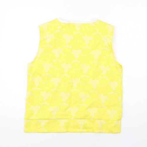 Zara Womens Yellow Geometric Polyester Basic Tank Size S Round Neck