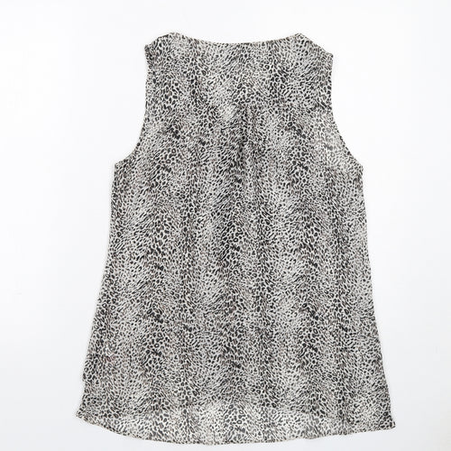New Look Womens Grey Animal Print Polyester Basic Tank Size 12 V-Neck - Leopard Print