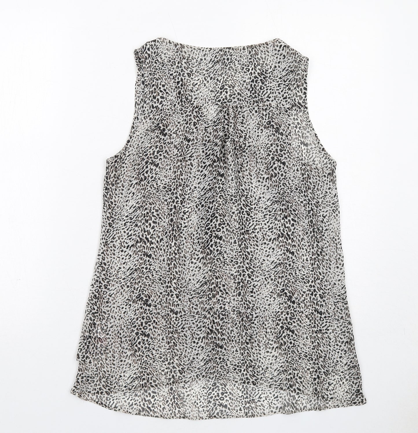 New Look Womens Grey Animal Print Polyester Basic Tank Size 12 V-Neck - Leopard Print