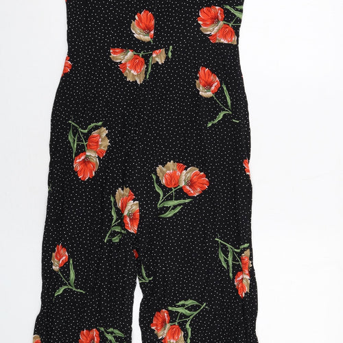 Topshop Womens Black Polka Dot Viscose Jumpsuit One-Piece Size 10 Zip - Floral