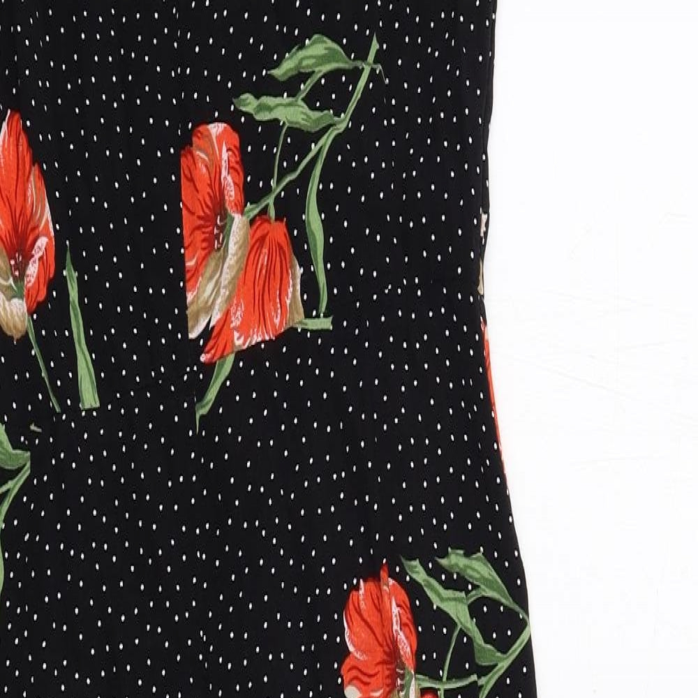 Topshop Womens Black Polka Dot Viscose Jumpsuit One-Piece Size 10 Zip - Floral