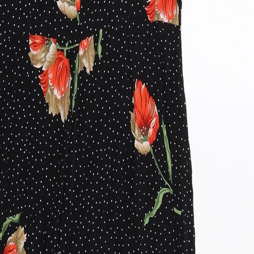 Topshop Womens Black Polka Dot Viscose Jumpsuit One-Piece Size 10 Zip - Floral