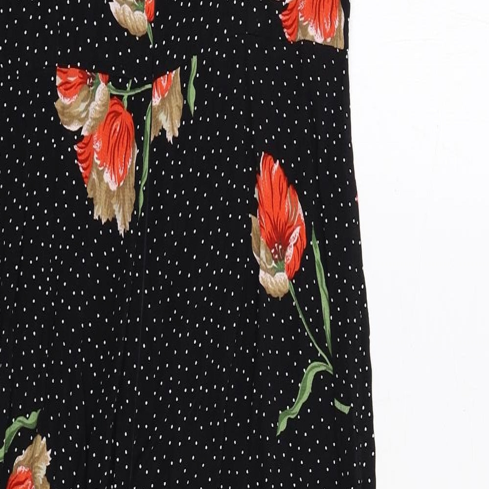 Topshop Womens Black Polka Dot Viscose Jumpsuit One-Piece Size 10 Zip - Floral