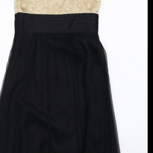 NEXT Womens Black Geometric Polyester Slip Dress Size 8 V-Neck Zip