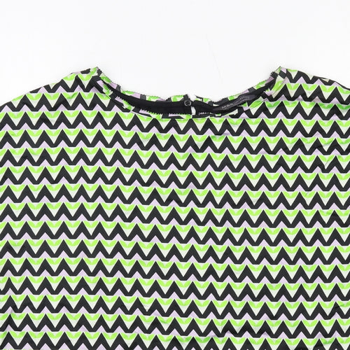 Marks and Spencer Womens Multicoloured Geometric Polyester Basic Blouse Size 12 Round Neck