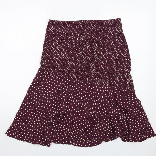 Fat Face Womens Purple Polka Dot Polyester Swing Skirt Size 12 Zip