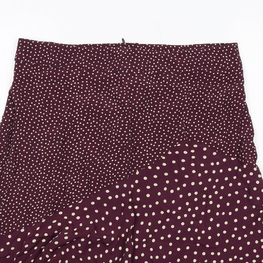 Fat Face Womens Purple Polka Dot Polyester Swing Skirt Size 12 Zip
