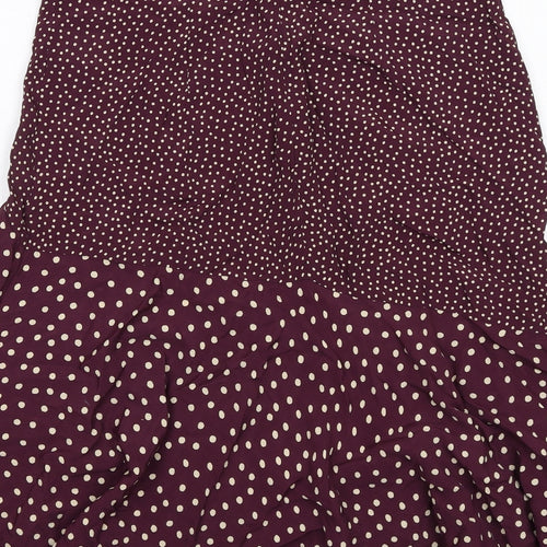 Fat Face Womens Purple Polka Dot Polyester Swing Skirt Size 12 Zip