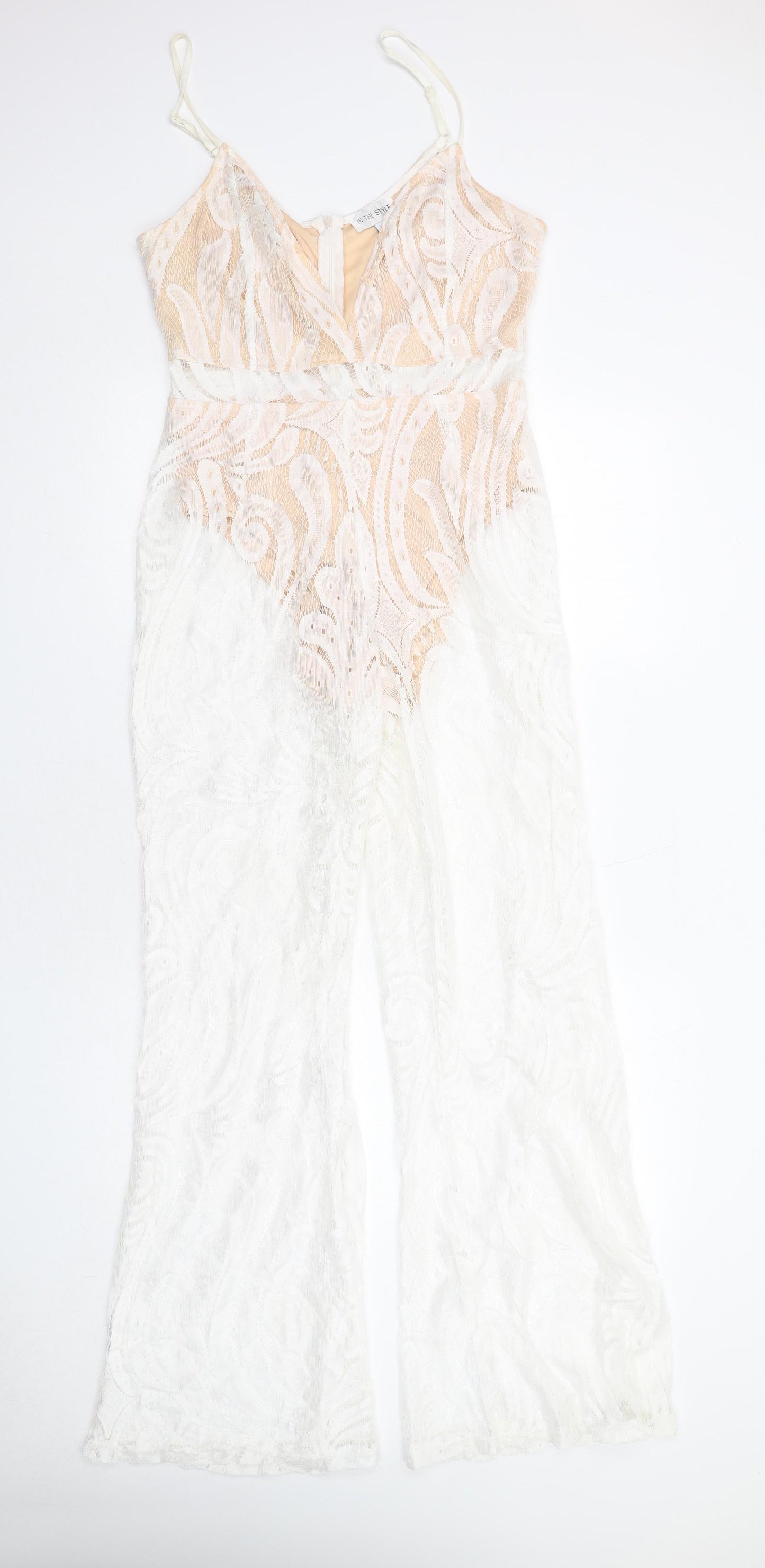 In the Style Womens White Polyester Jumpsuit One-Piece Size 12 Zip