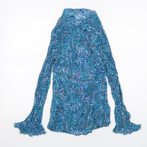 Per Una Womens Blue Geometric Polyester Basic Blouse Size 10 V-Neck