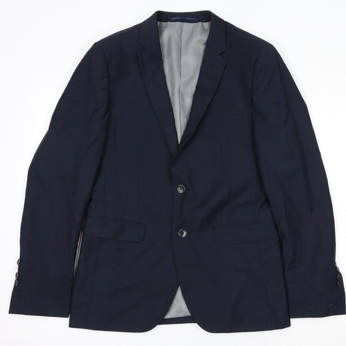 Peter Werth Mens Blue Polyester Jacket Suit Jacket Size 38 Regular