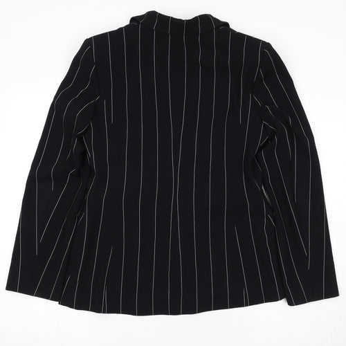 Wallis Womens Black Pinstripe Polyester Jacket Suit Jacket Size 12
