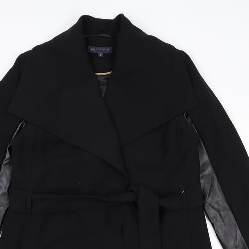 Marks and Spencer Womens Black Overcoat Coat Size 12 Tie