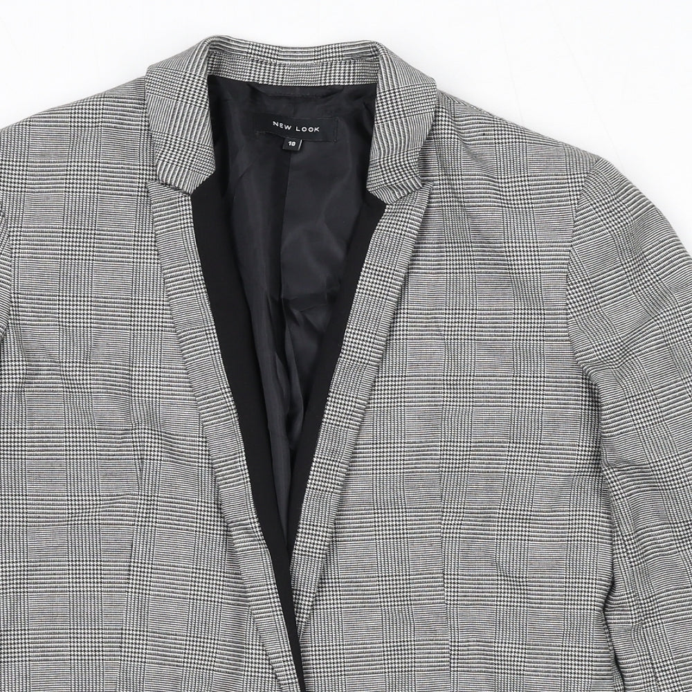 New Look Womens Grey Check Polyester Jacket Suit Jacket Size 10