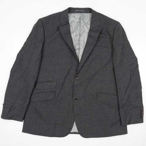 Aquascutum Mens Grey Wool Jacket Suit Jacket Size 46 Regular