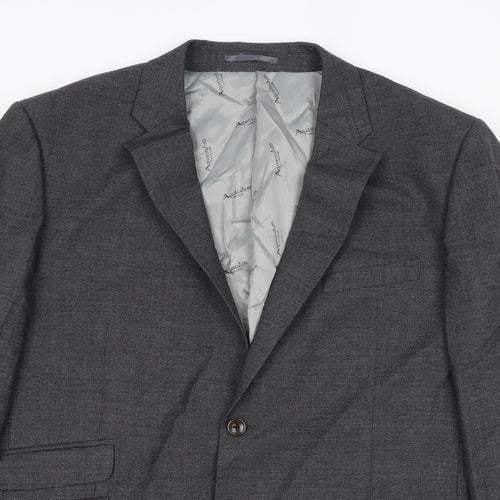 Aquascutum Mens Grey Wool Jacket Suit Jacket Size 46 Regular