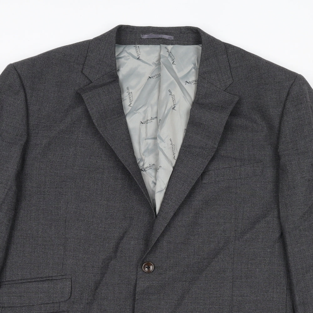 Aquascutum Mens Grey Wool Jacket Suit Jacket Size 46 Regular
