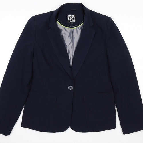 Debenhams Womens Blue Polyester Jacket Blazer Size 12 - Shoulder Pads