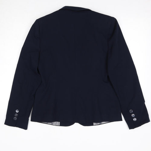 Debenhams Womens Blue Polyester Jacket Blazer Size 12 - Shoulder Pads