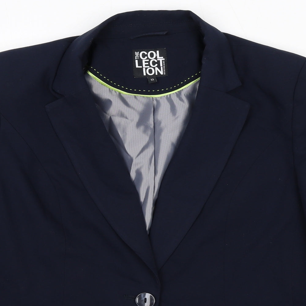 Debenhams Womens Blue Polyester Jacket Blazer Size 12 - Shoulder Pads